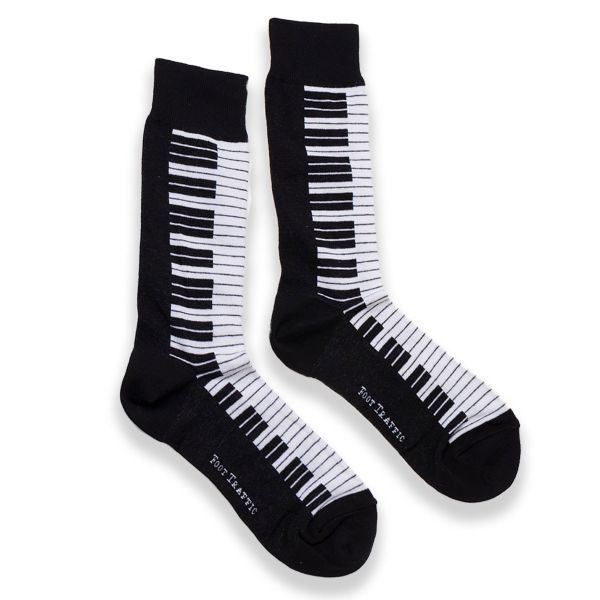Men's Black and White Piano Socks