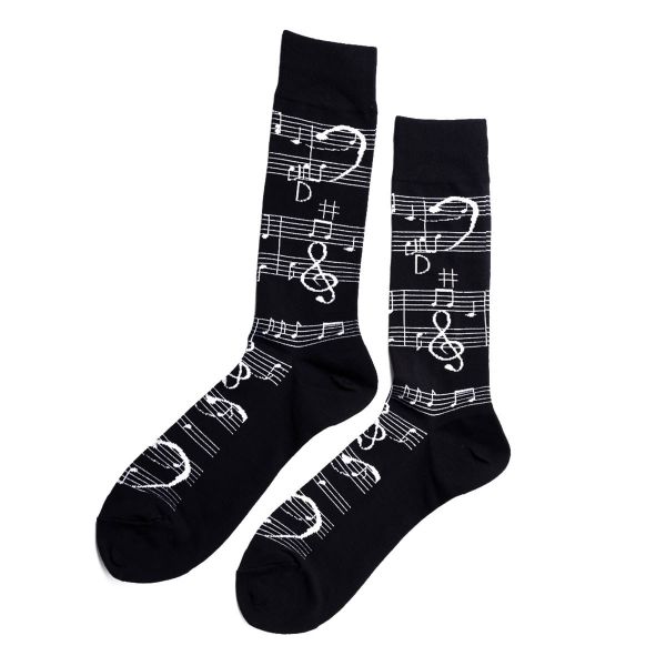 Black Music Notes Socks- Men