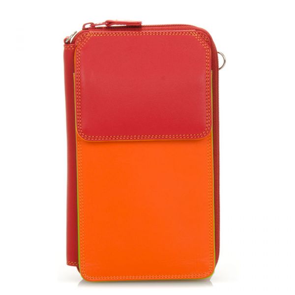 Leather Zip Purse with Shoulder Strap - Jamaica
