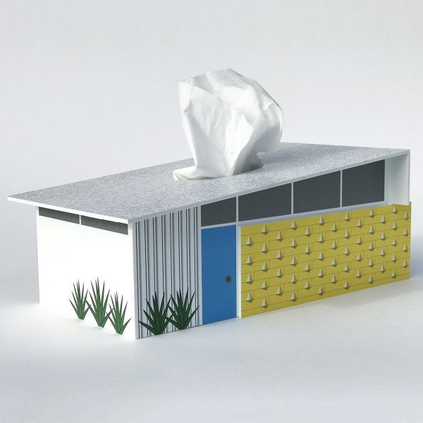 Midcentury Wedge House Tissue Box Cover