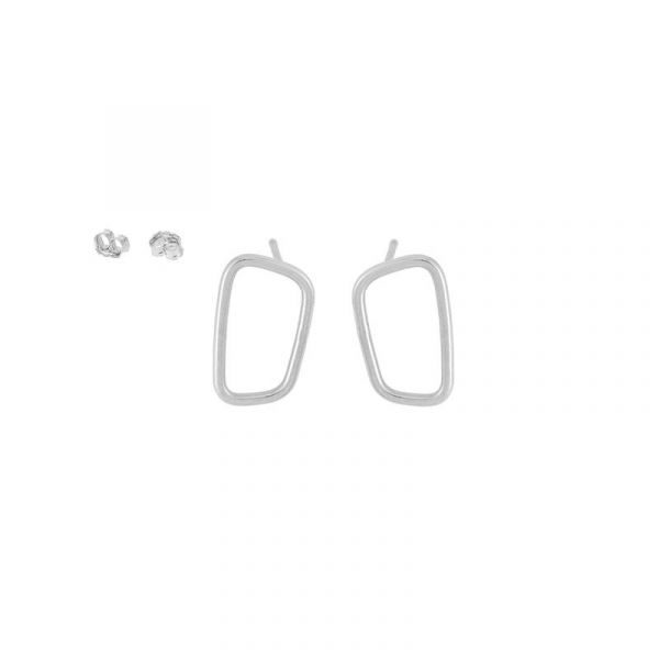Silver Rectangle Stud Earring