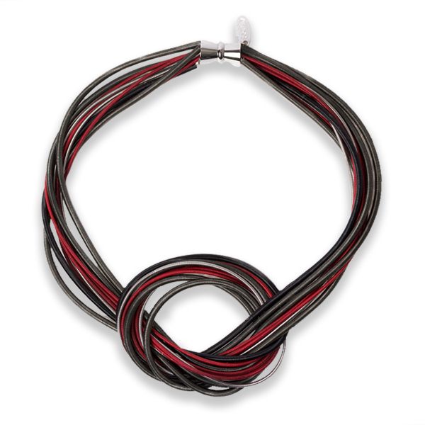 Red Piano Wire Knot Necklace