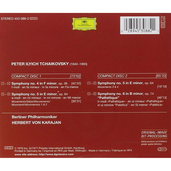 Tchaikovsky: Symphonies no 4, 5, & 6 / Karajan, Berlin PO (CD) Tchaikovsky: Symphonies no 4, 5, & 6 / Karajan, Berlin PO (CD)