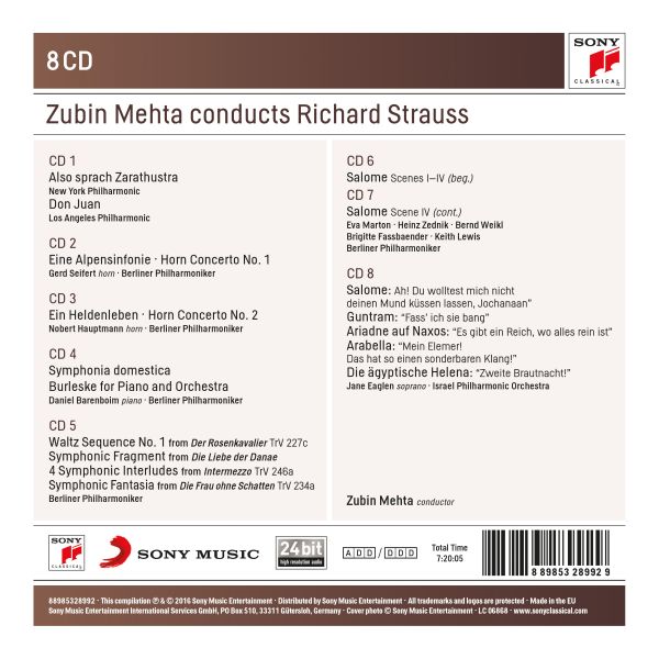 Zubin Mehta Conducts Richard Strauss (8 CD)